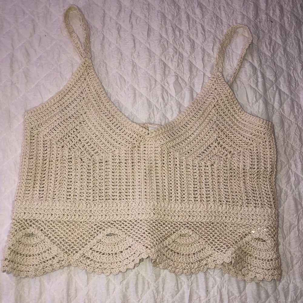 creme color woven tank top